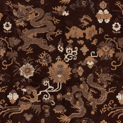 Le Dragon Velvet Fabric by Brunschwig & Fils in Umber
