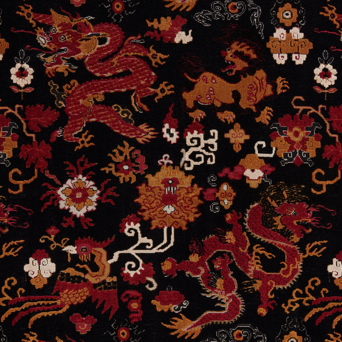 Le Dragon Velvet Fabric by Brunschwig & Fils in Noir