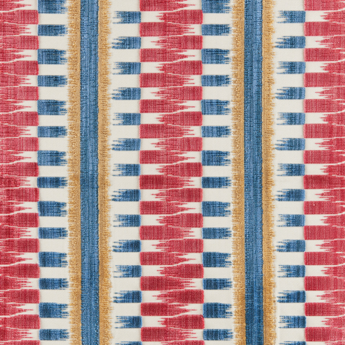 Flamme Velvet Fabric by Brunschwig & Fils in Red/Blue