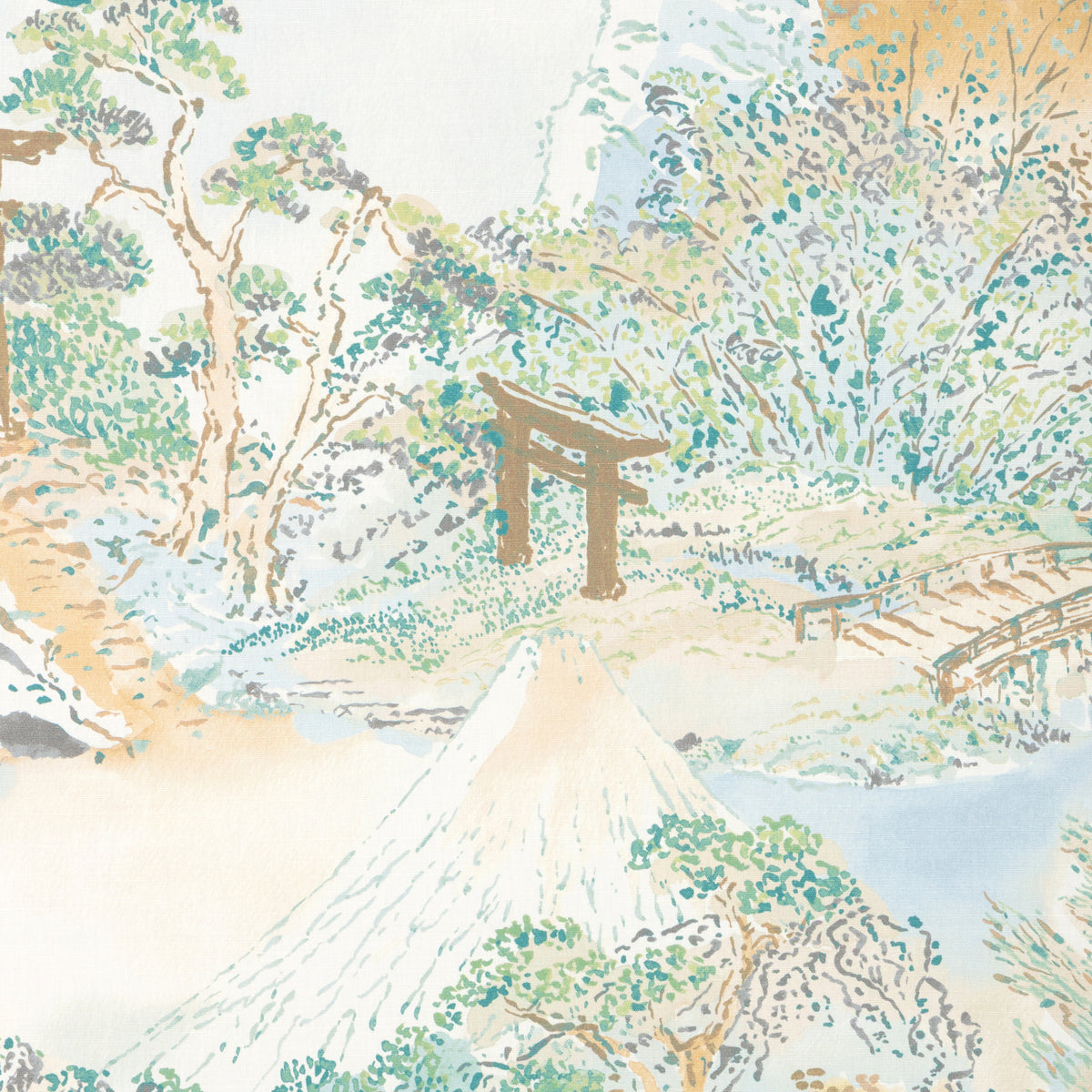 Meiji Print Fabric by Brunschwig & Fils in Aqua