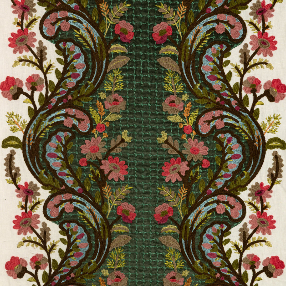 Victoria Emb Fabric by Brunschwig & Fils in Jade/Rose