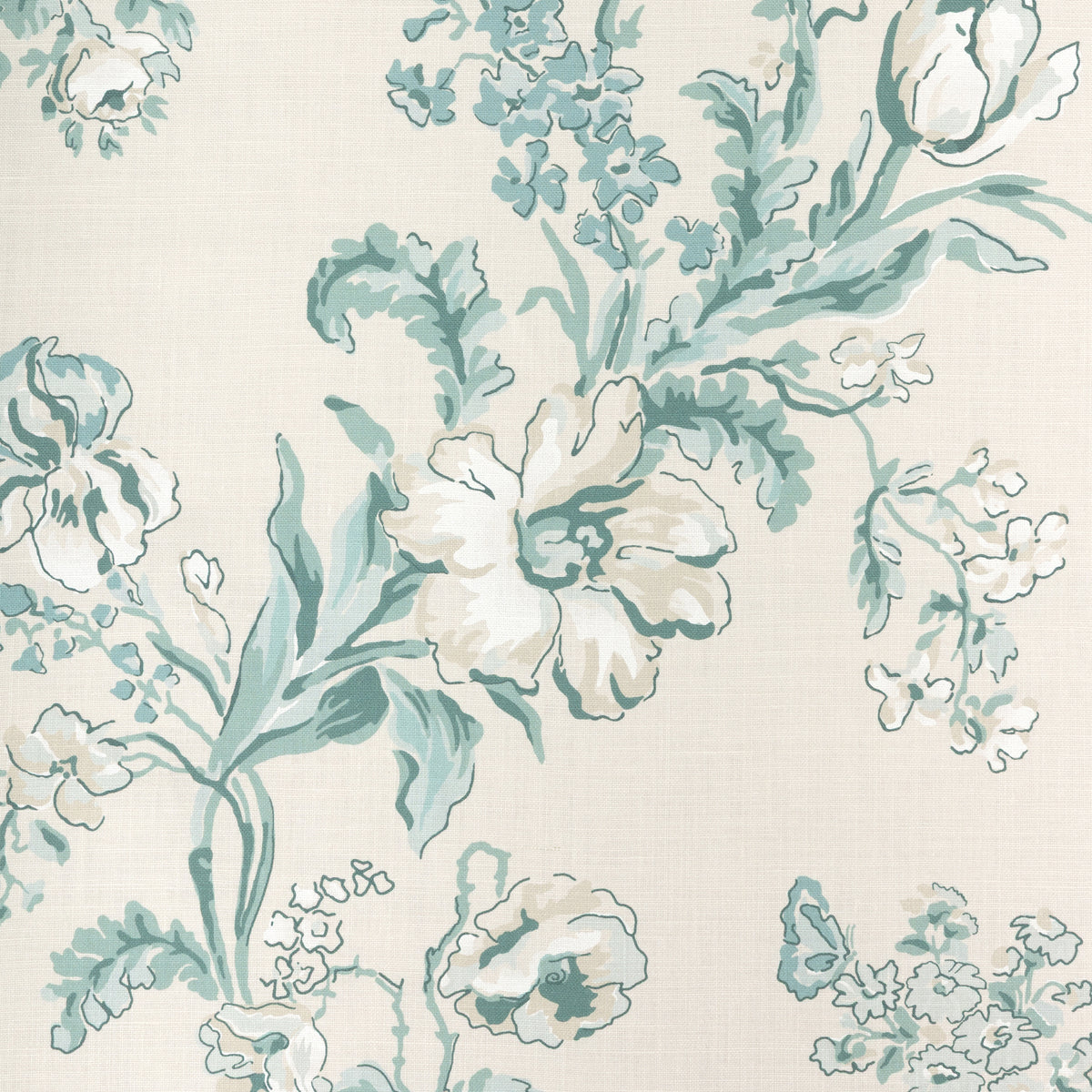 Maintenon Print Fabric by Brunschwig & Fils in Aqua