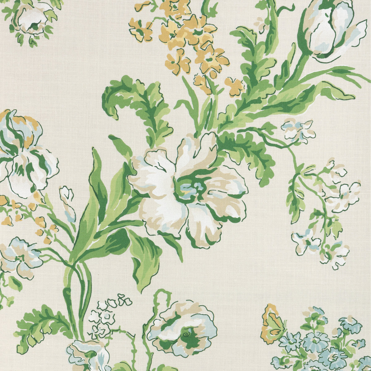 Maintenon Print Fabric by Brunschwig & Fils in Vert/Soleil