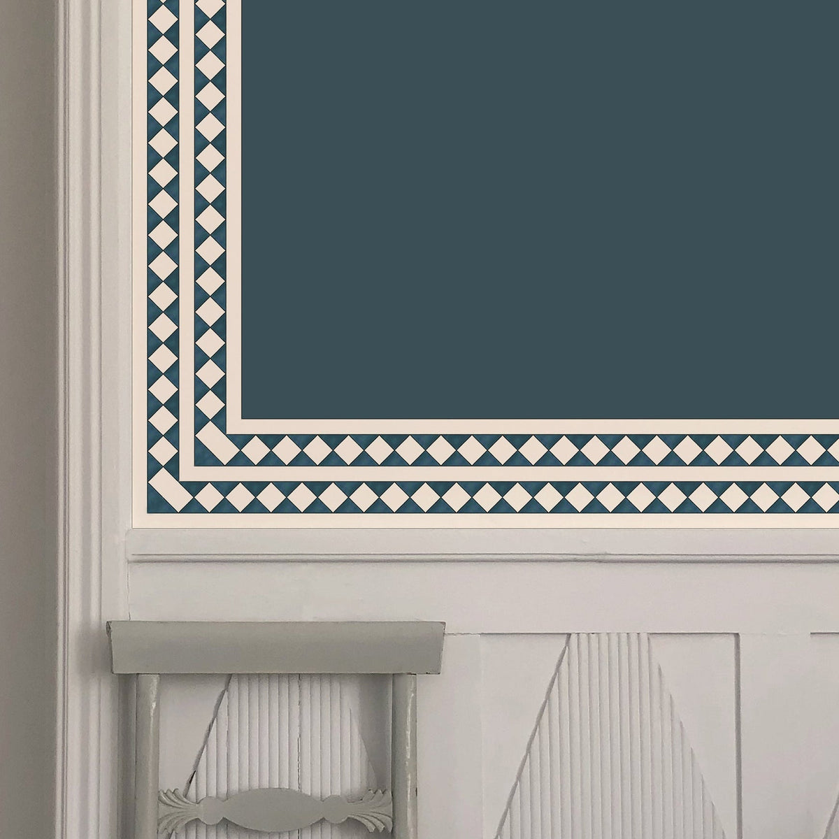 Harlequin Border Wallpaper by Ottoline in Dark Blue