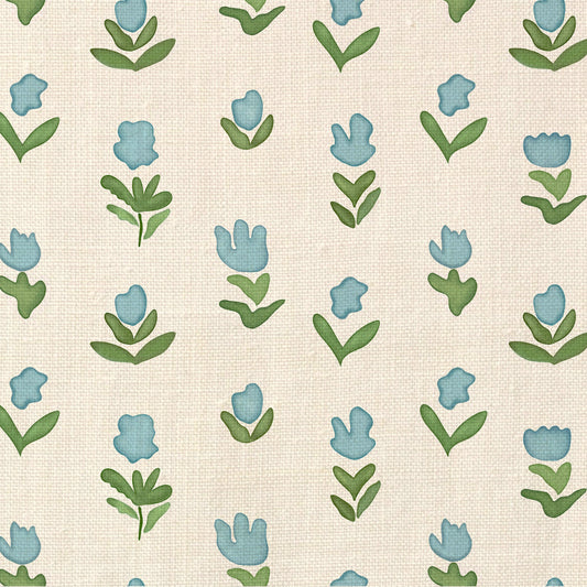 Little Wild Tulips Fabric by Ottoline in Light Blue