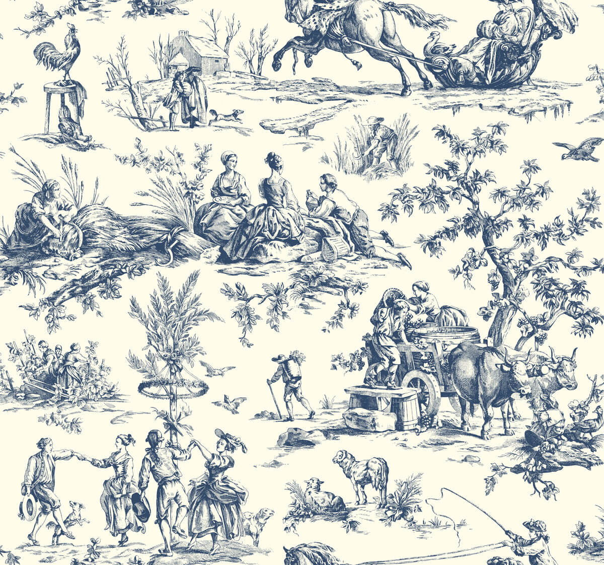 Seasons Toile Wallpaper