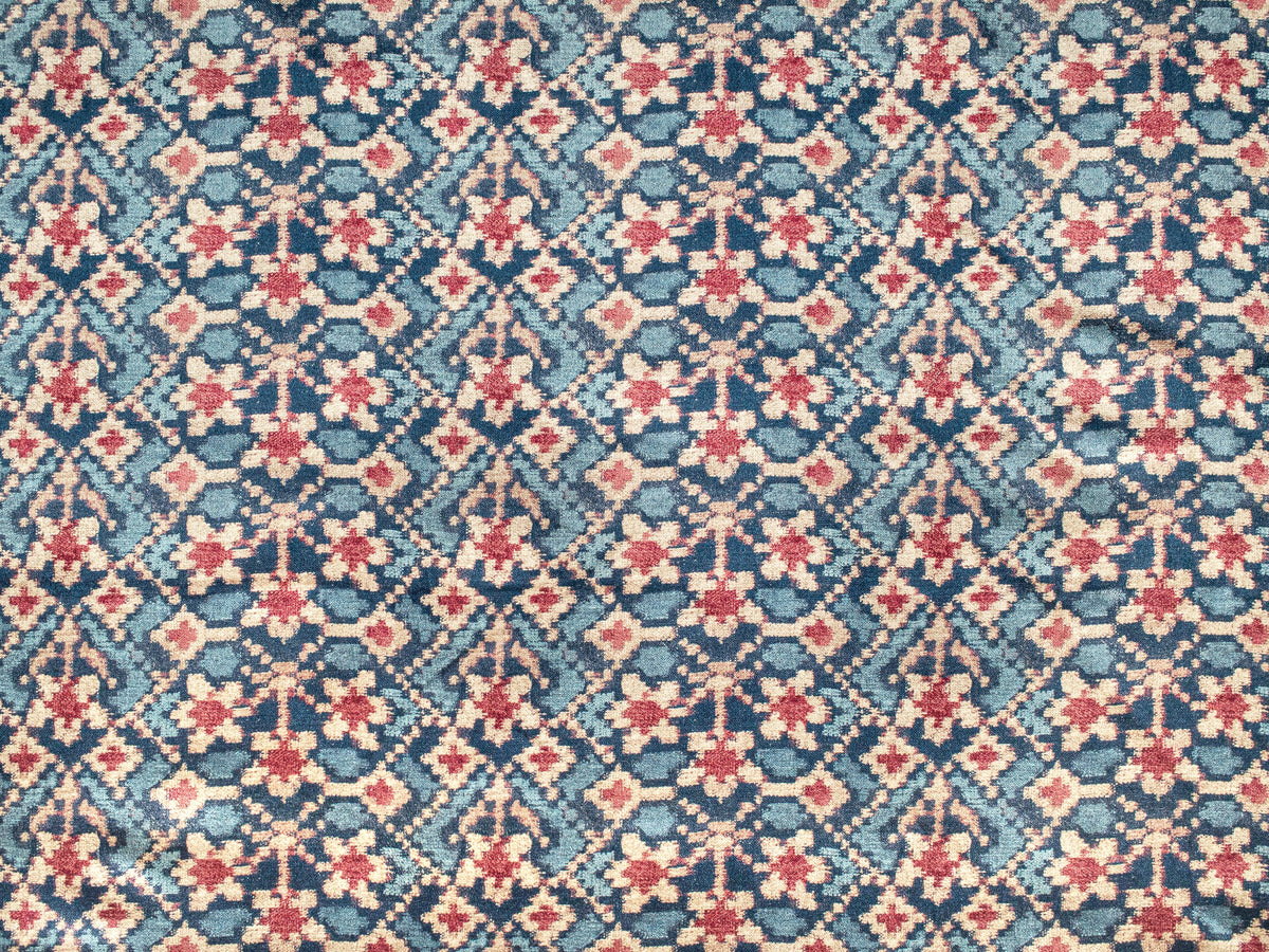 Almaty Velvet Fabric by Carolina Irving in Red/Blue