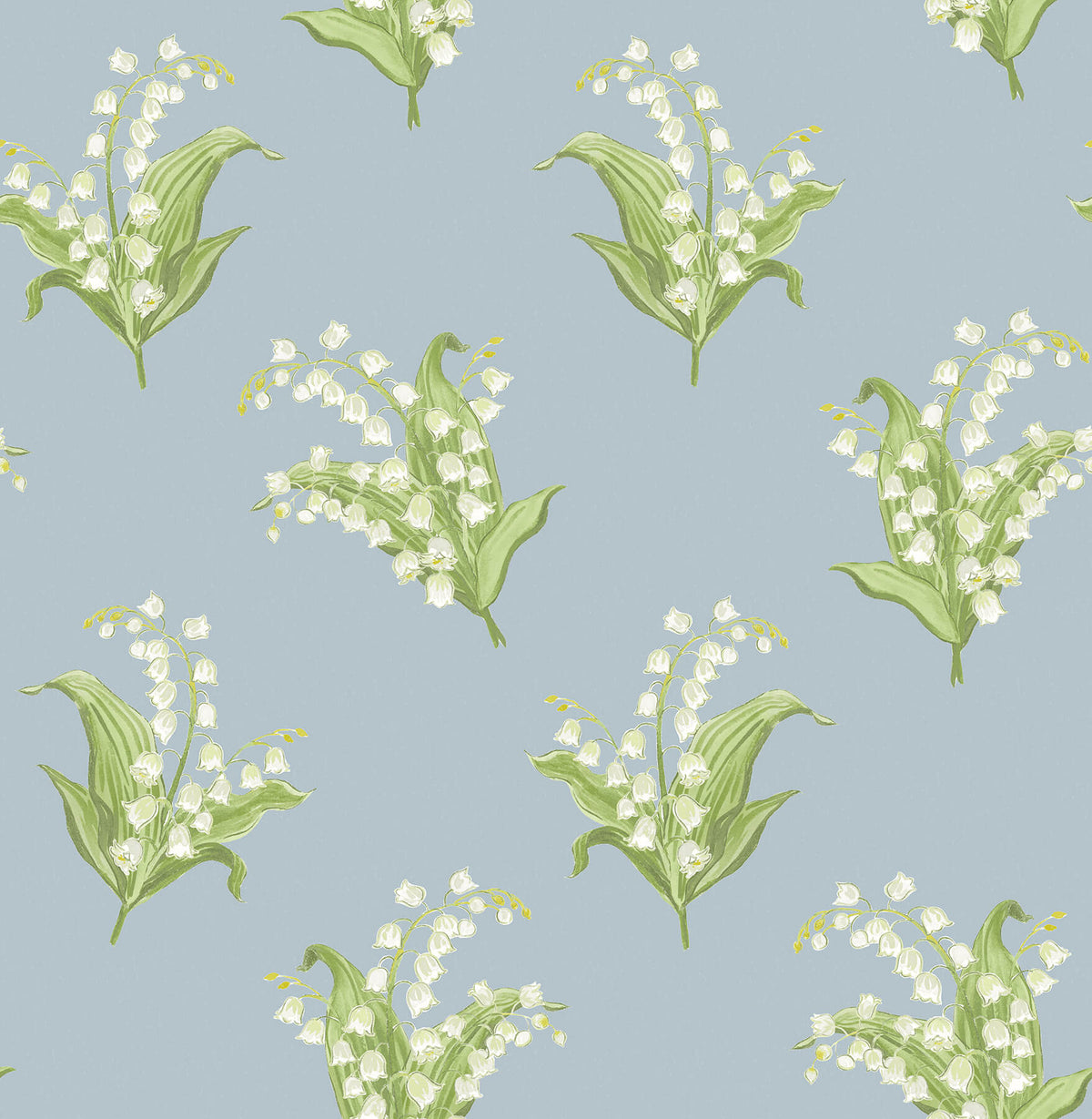 A-Street Prints Farmington Lily of the Valley Wallpaper - Blue Heather, botanical
