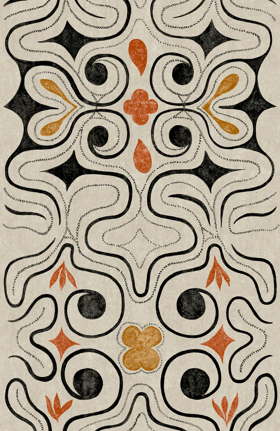 Ainu Wallpaper by Mia Reay in Elm White