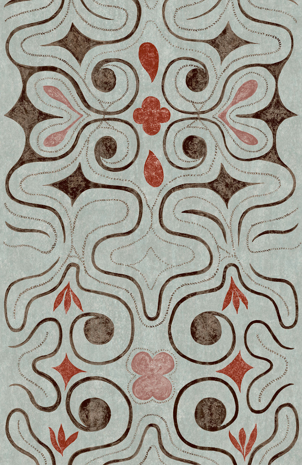 Ainu Wallpaper by Mia Reay in Wisteria Blue
