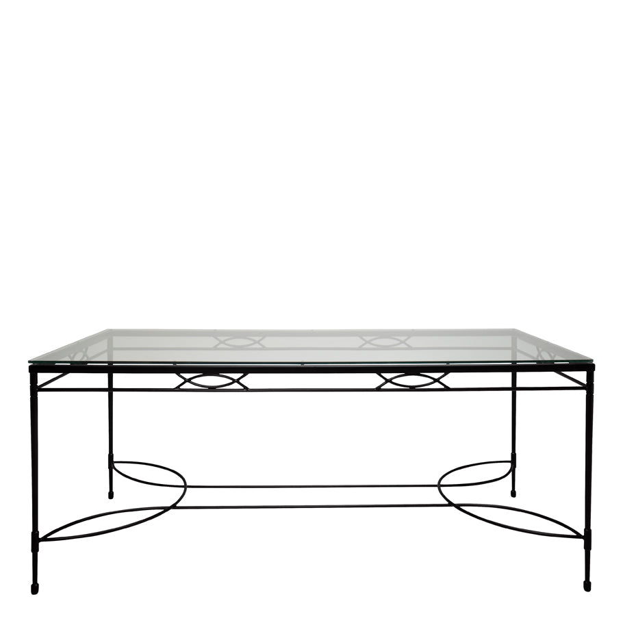 Amalfi Glass Top Dining Table Rectangle 183 by JANUS et Cie in Slate
