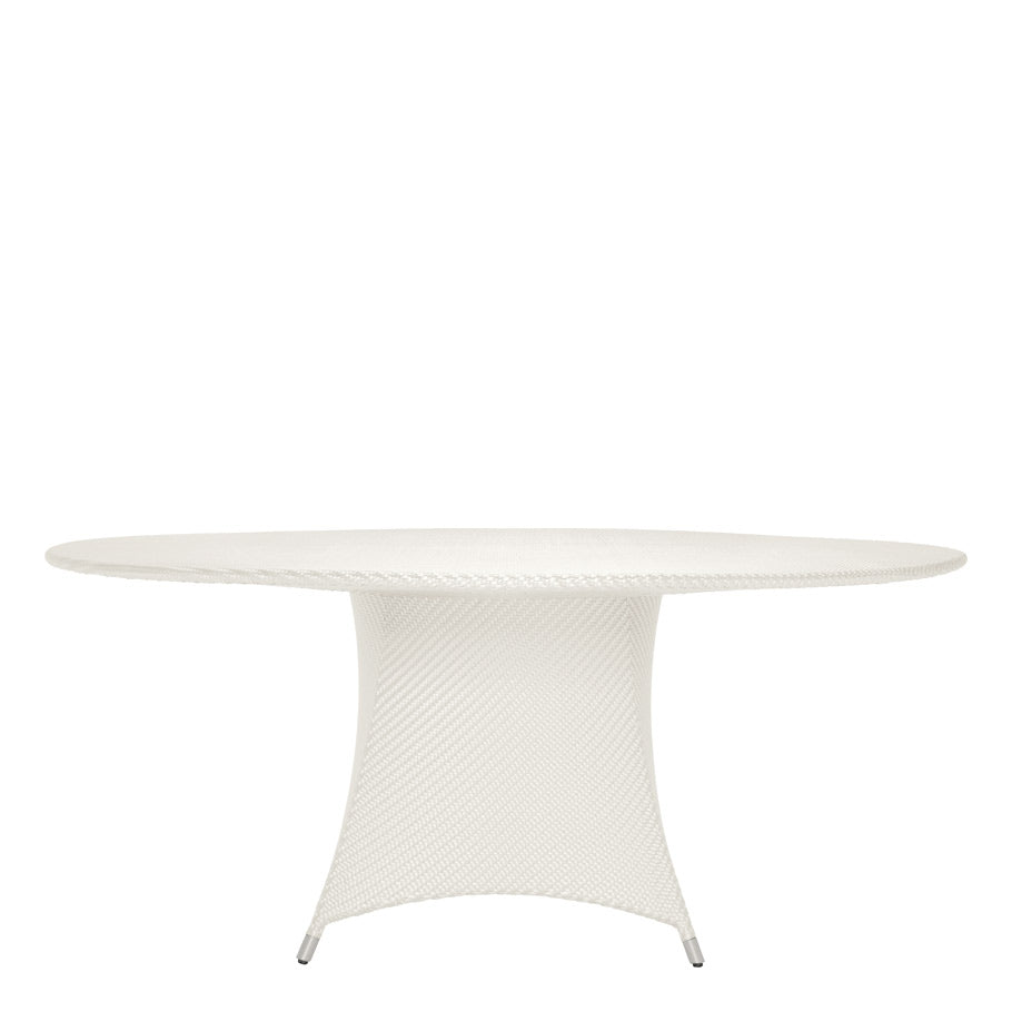 Amari Fully Woven Dining Table Round 180 by JANUS et Cie in Limestone