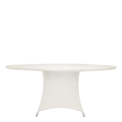 Amari Fully Woven Dining Table Round 180 by JANUS et Cie in Limestone
