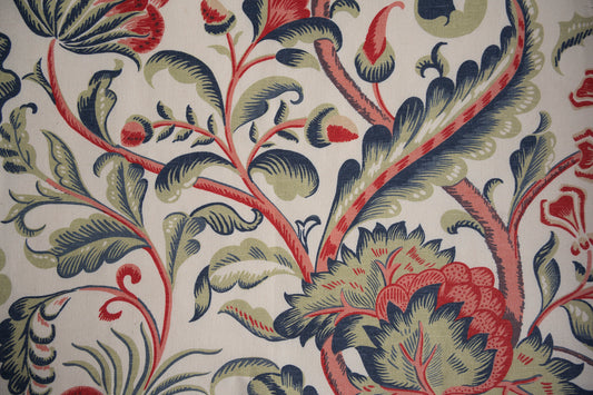 Amberley Fabric by Titley & Marr in Prussian, Red & Grass