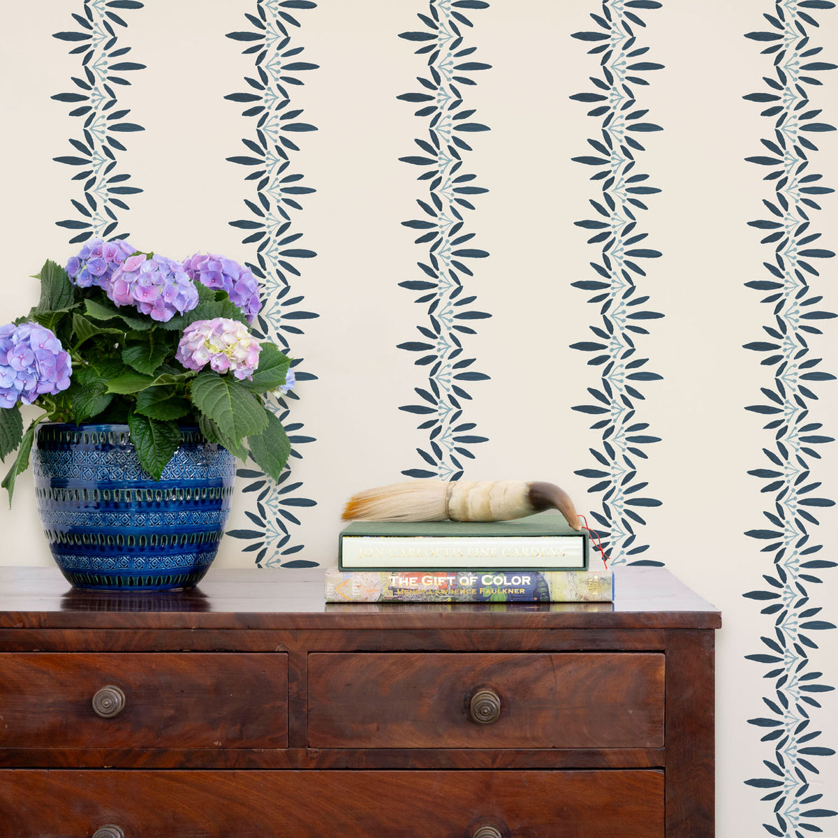 Anne Wallpaper by Ferrick Mason in Navy