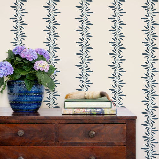 Anne Wallpaper by Ferrick Mason in Navy