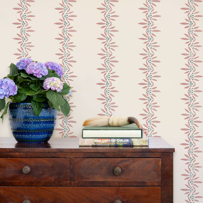 Anne Wallpaper by Ferrick Mason in Rose Blue