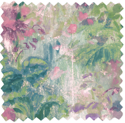 Aquarelle Blossom Pink Velvet Fabric