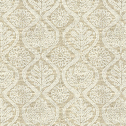 Oakleaves Fabric by Blithfield in White/Oat