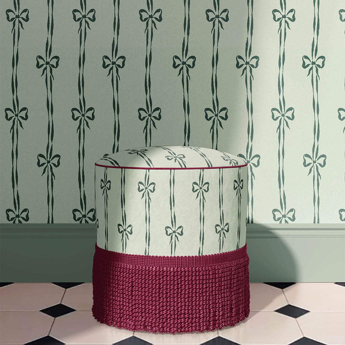 Bow Peep Pistachio wallpaper by Woodchip & Magnolia