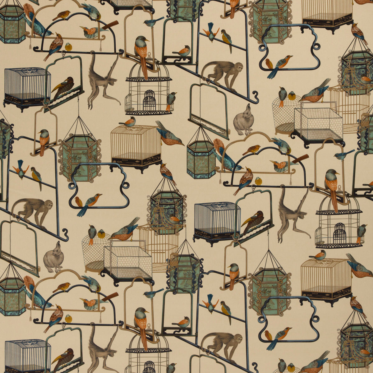 Menagerie Velvet Fabric by G P & J Baker in Parchment