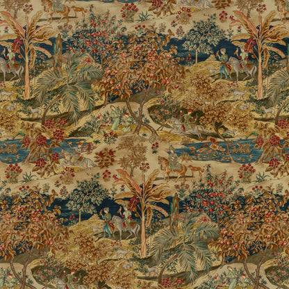 Ramayana Velvet Fabric by G P & J Baker in Indigo/Red