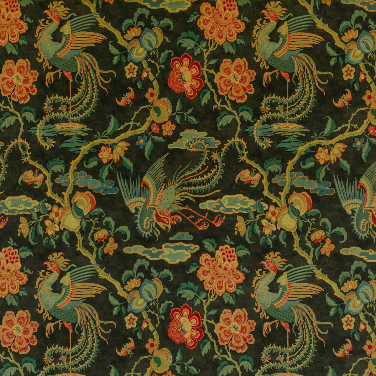 Chifu Velvet Fabric by G P & J Baker in Charcoal/Multi