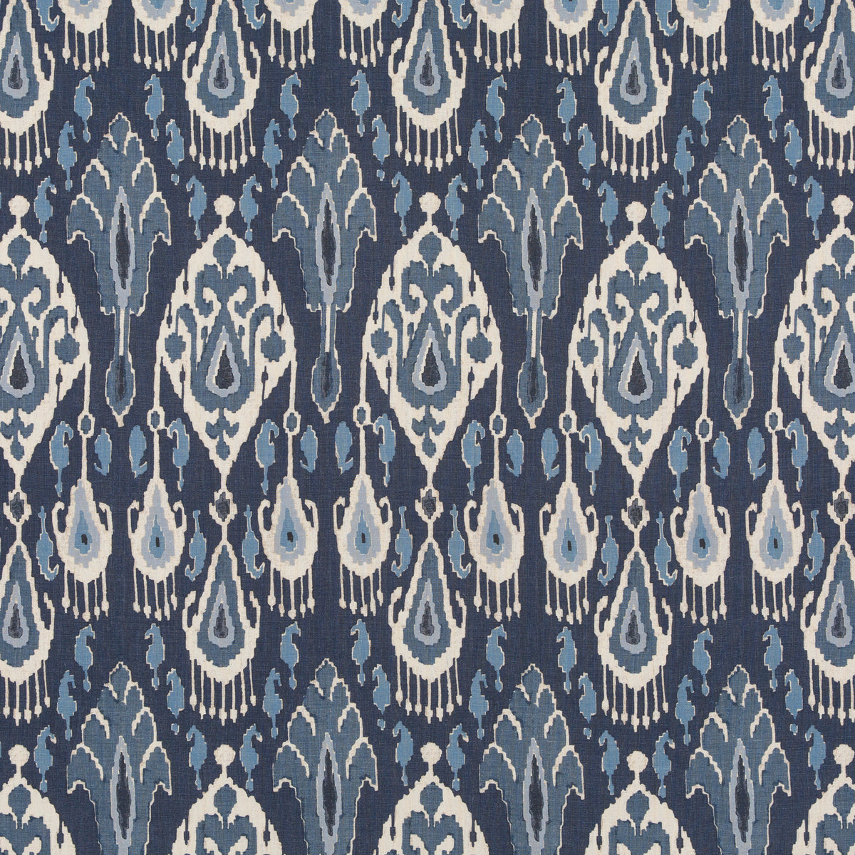 Ikat Bokhara Linen Fabric by G P & J Baker in Indigo