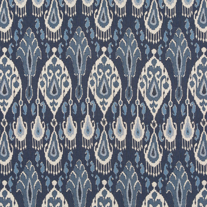 Ikat Bokhara Linen Fabric by G P & J Baker in Indigo