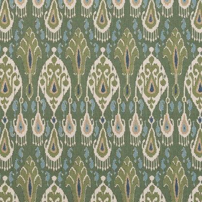 Ikat Bokhara Linen Fabric by G P & J Baker in Emerald
