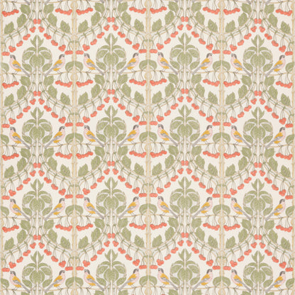Birds & Cherries Cotton Fabric by G P & J Baker in Red/Green