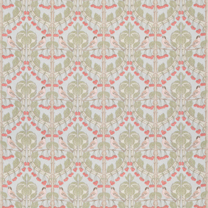Birds & Cherries Cotton Fabric by G P & J Baker in Soft Blue