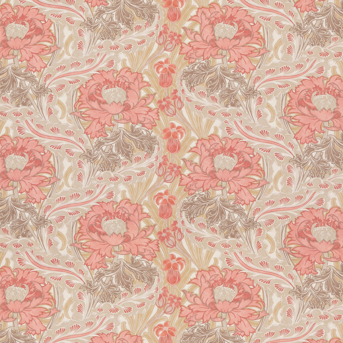 Brantwood Cotton Fabric by G P & J Baker in Coral/Sand