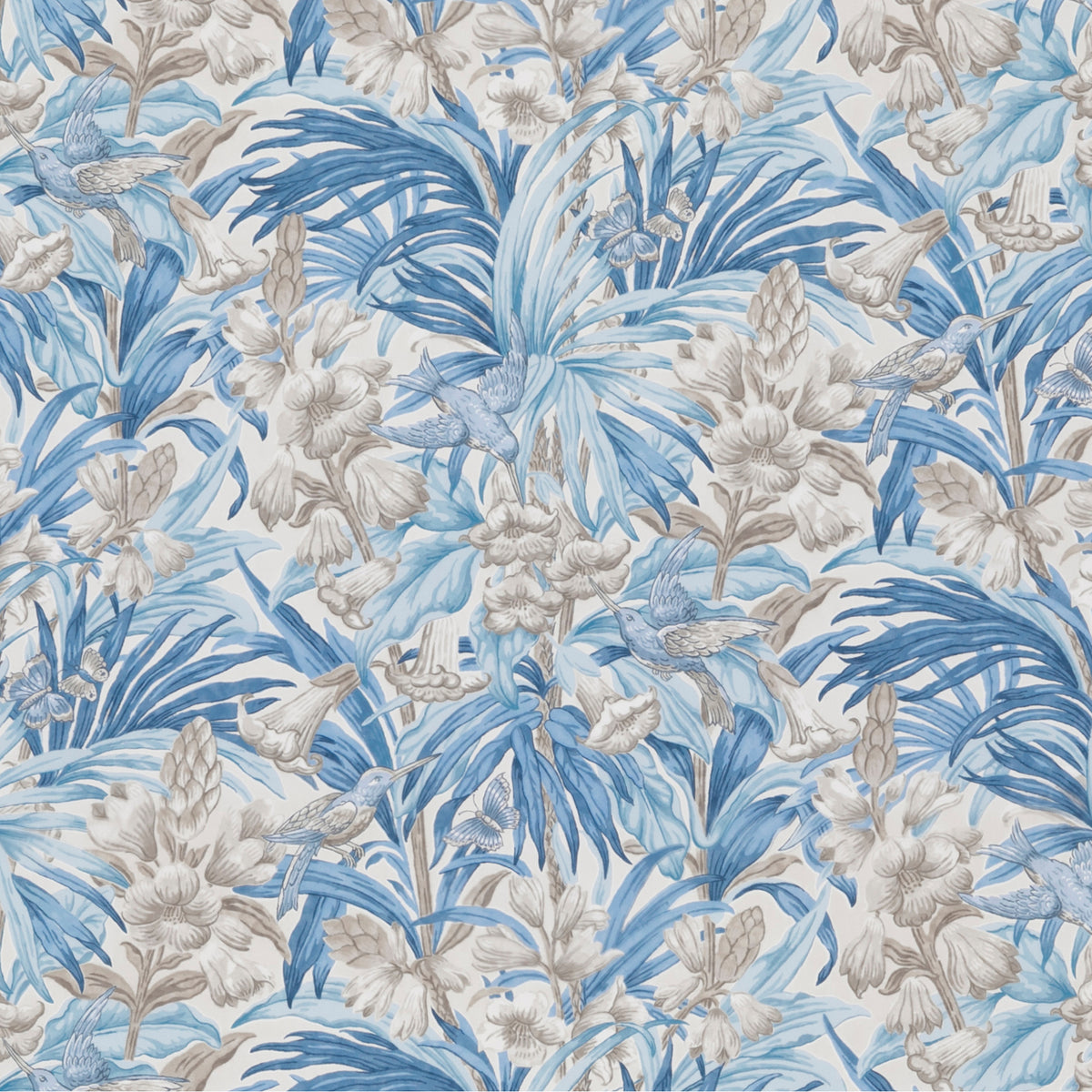 Trumpet Flowers Cotton Fabric by G P & J Baker in Blue