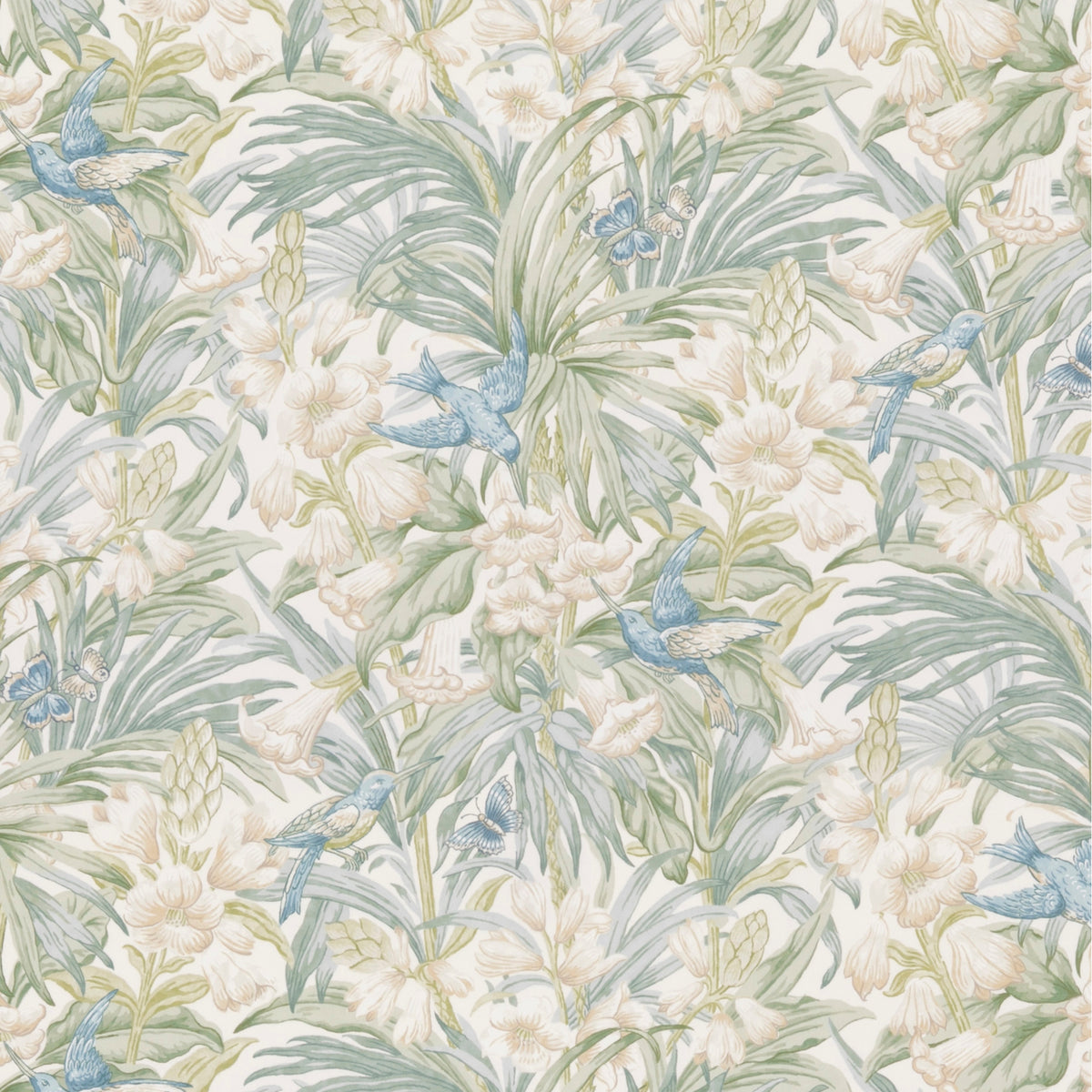 Trumpet Flowers Cotton Fabric by G P & J Baker in Blue/Green