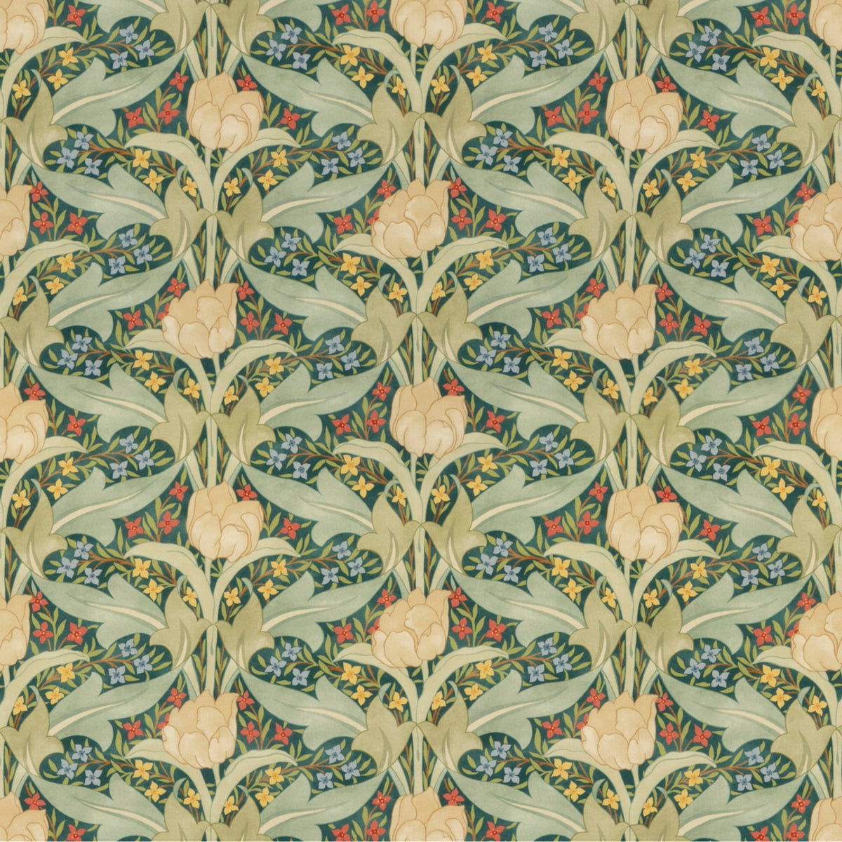 Tulip & Jasmine Cotton Fabric by G P & J Baker in Emerald