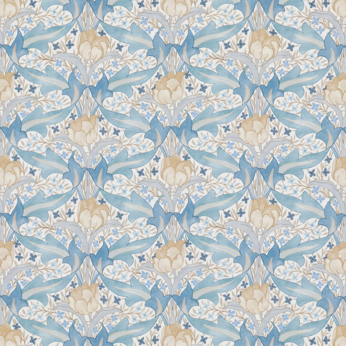 Tulip & Jasmine Cotton Fabric by G P & J Baker in Blue