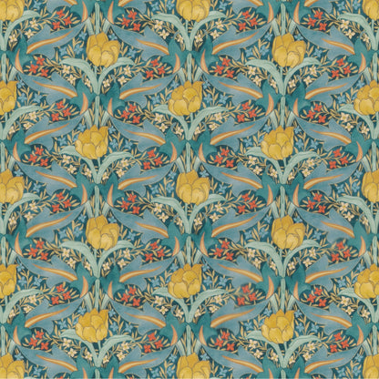 Tulip & Jasmine Cotton Fabric by G P & J Baker in Teal