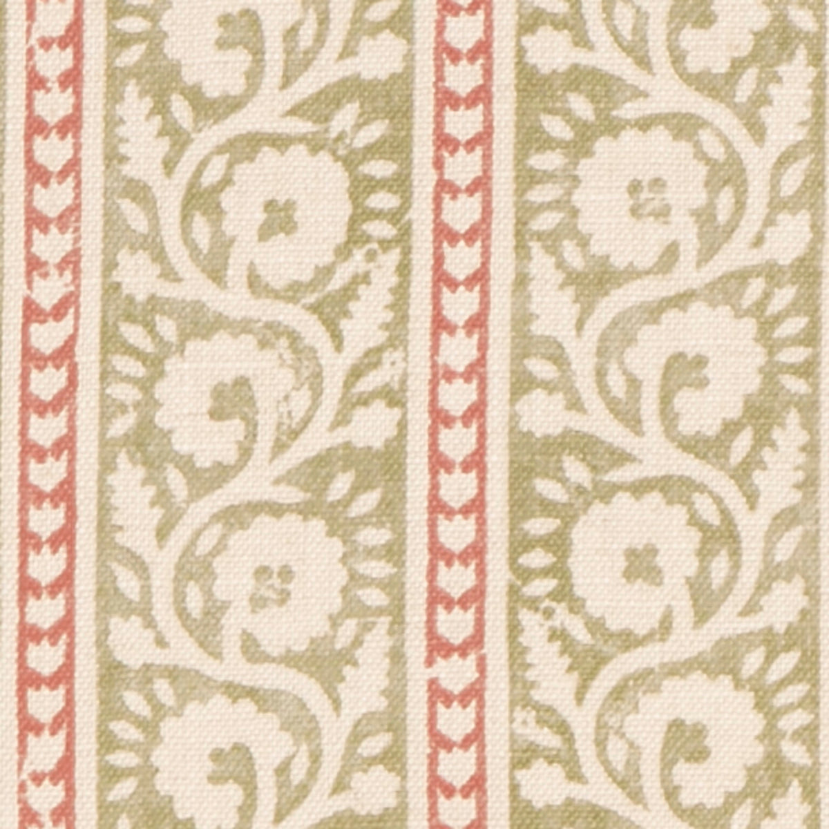 Bibury Fabric by G P & J Baker in Green/Red