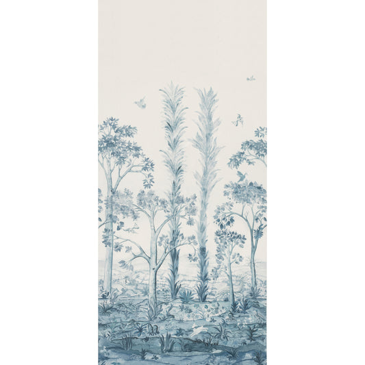 Tall Trees Printed Panel Fabric by G P & J Baker in Delft Blue