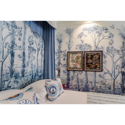 Tall Trees Printed Panel - Delft Blue