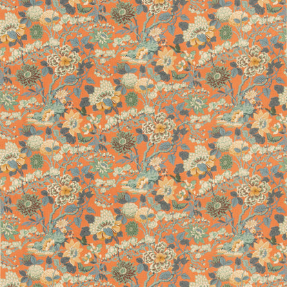 Little Magnolia Fabric by G P & J Baker in Teal/Orange