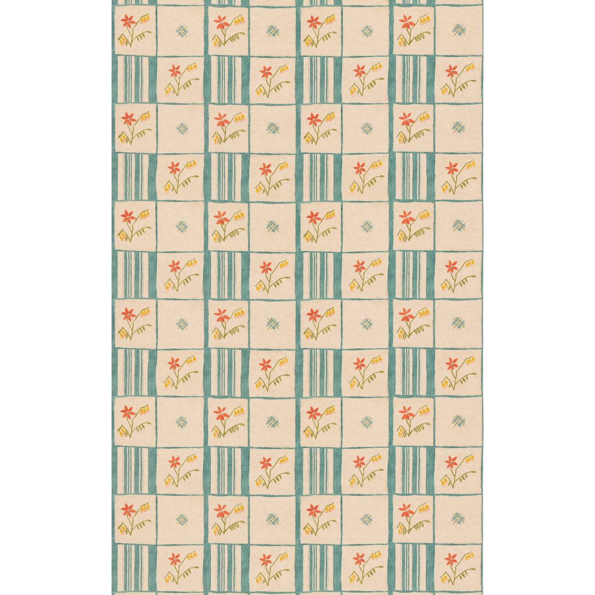 Forget-Me-Not Fabric by G P & J Baker in Teal/Spice