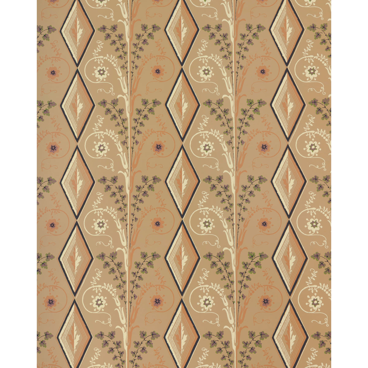 Gallier Diamond - Brown And Green On Beige