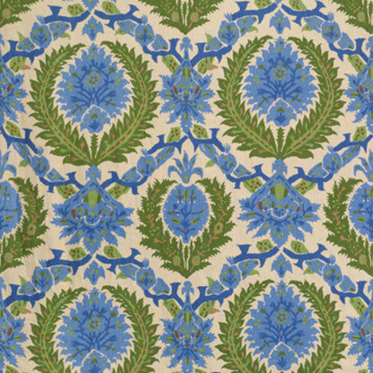 Zenobia Linen Print Fabric by Brunschwig & Fils in Canton Blue/Green