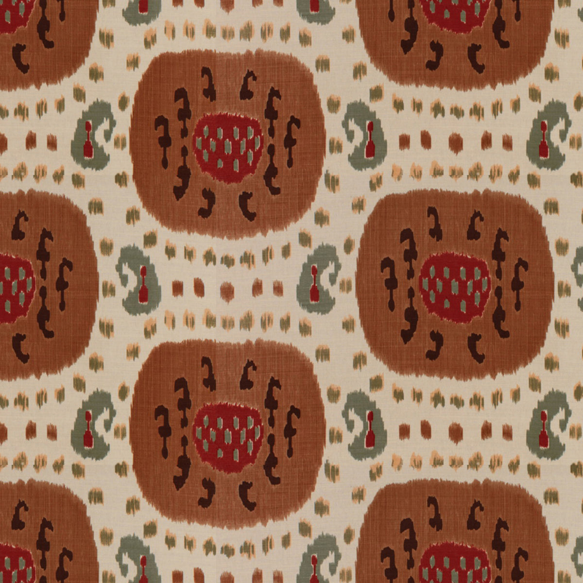 Samarkand Cotton And Linen Print Fabric by Brunschwig & Fils in Brown On Beige