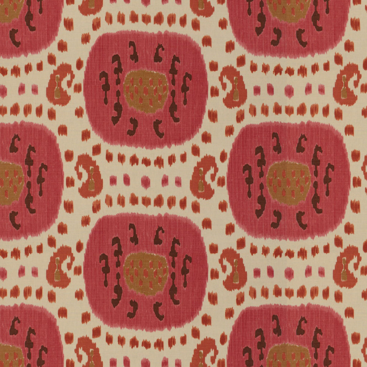 Samarkand Cotton And Linen Print Fabric by Brunschwig & Fils in Dusty Rose/Rust