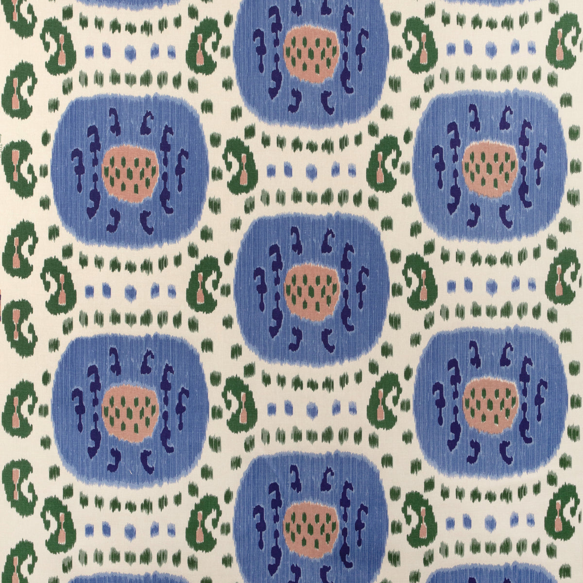 Samarkand Cotton And Linen Print Fabric by Brunschwig & Fils in Canton Blue/Green