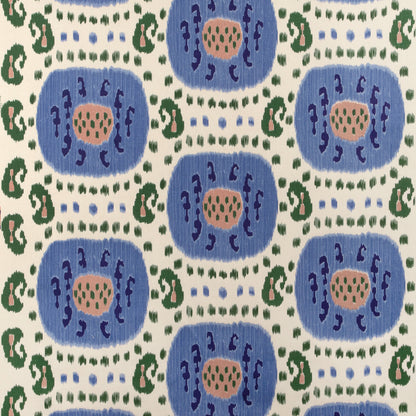 Samarkand Cotton And Linen Print Fabric by Brunschwig & Fils in Canton Blue/Green