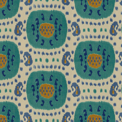 Samarkand Cotton And Linen Print Fabric by Brunschwig & Fils in Aqua/Blue